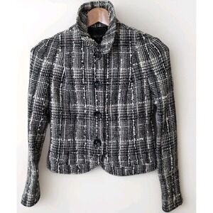 Lafayette 148 New York Black and White Tweed‎ Blazer Women Size 8 Career Office